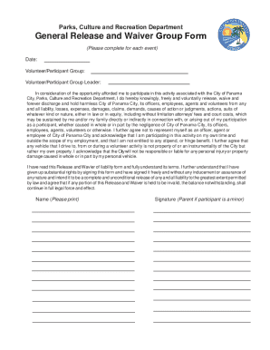 City of Panama Volunteer Waiver Form