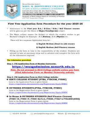 Kirti College First Year Application Form 2025-26