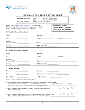 Skolasajf 2018 Registration Form