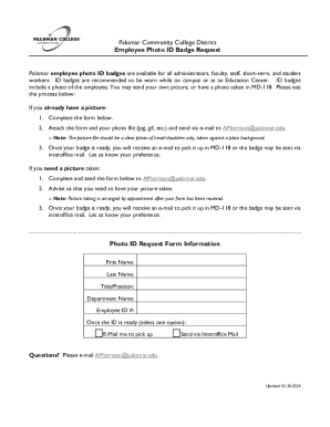 Employee Photo ID Badge Request Form