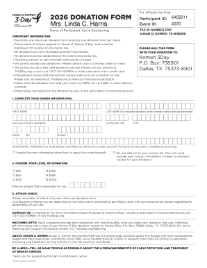 2026 Susan G. Komen Donation Form