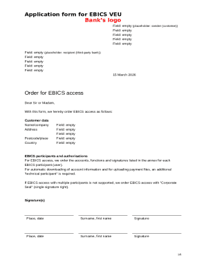 EBICS VEU Access Application Form