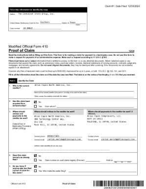 Proof of Claim Form 410