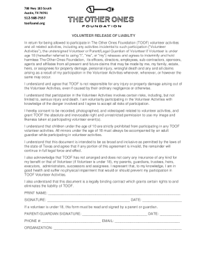 Volunteer Release of Liability