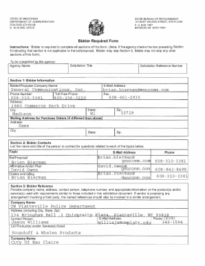 Wisconsin Bidder Required Form