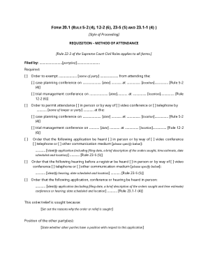 Requisition Method of Attendance Form