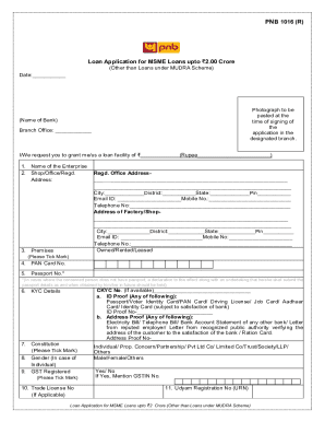 PNB MSME Loan Application Form