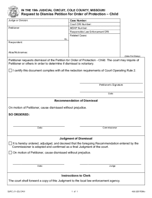 Request to Dismiss Petition for Order of Protection – Child