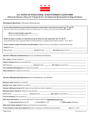 DC Wage Payment Claim Form
