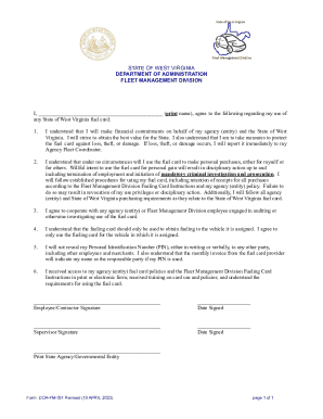 West Virginia Fuel Card Agreement