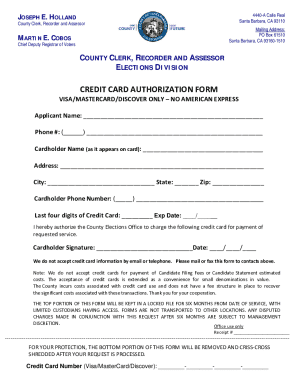 Credit Card Authorization Form