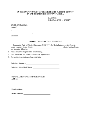 Motion to Appear Telephonically