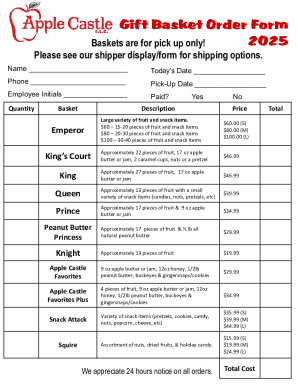 Gift Basket Order Form