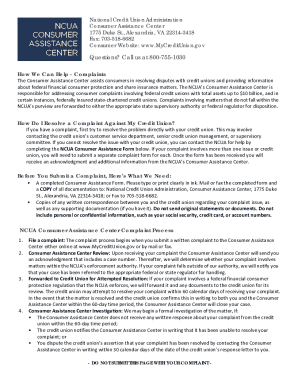 NCUA Consumer Assistance Form