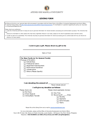 Ateneo de Manila University Giving Form