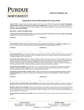 Dependent Asset Information Form