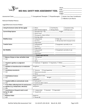 Bed Rail Safety Risk Assessment Tool