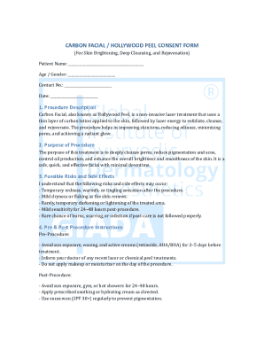 Carbon Facial Hollywood Peel Consent Form
