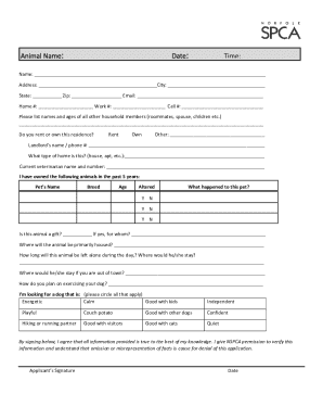 Pet Adoption Application Form