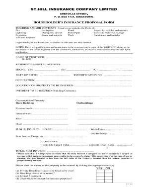 Householder's Insurance Proposal Form