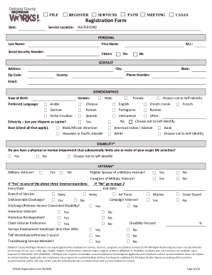 Oakland County Michigan Works Registration Form