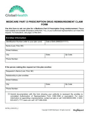 Medicare Part D Prescription Drug Reimbursement Claim Form