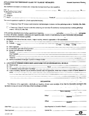 Wisconsin Temporary Class B License Application
