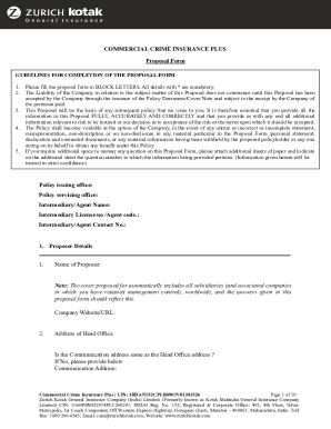Commercial Crime Insurance Proposal Form