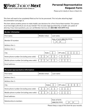 Personal Representative Request Form