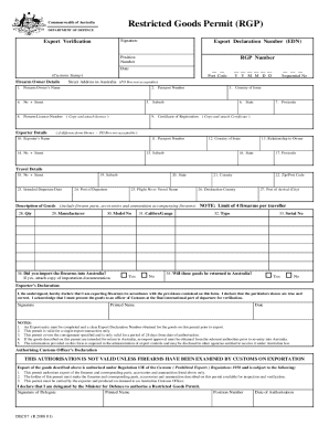 Australia Restricted Goods Permit
