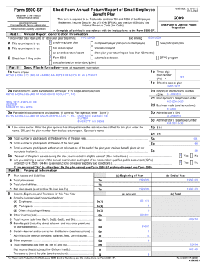 Form 5500-SF Short Form Annual Return