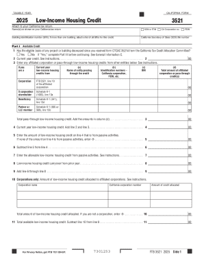 California Low-Income Housing Credit Form 3521