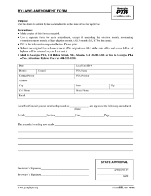 Bylaws Amendment Form