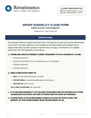 Employee Statement Disability Claim Form