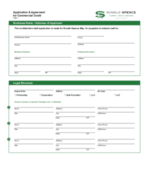 Commercial Credit Application and Agreement