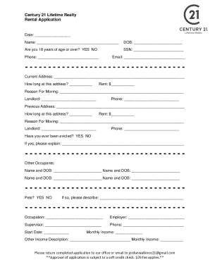 Century 21 Rental Application