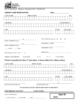 Library Card Registration Form