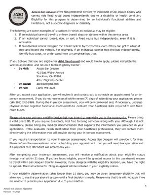 Access San Joaquin ADA Paratransit Eligibility Application