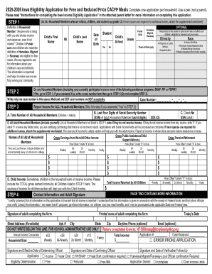 Iowa Free and Reduced Price CACFP Meals Application