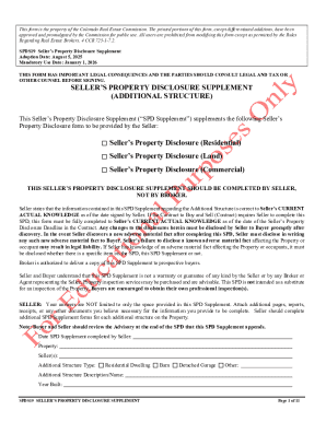 Colorado Seller’s Property Disclosure Supplement