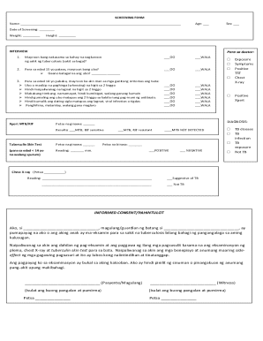 Tuberculosis Screening Form