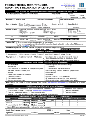 Positive TB Skin Test Reporting Form
