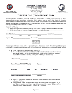 Tuberculosis Screening Form