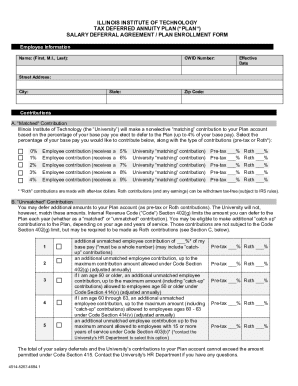Illinois Institute of Technology Tax Deferred Annuity Plan Enrollment Form
