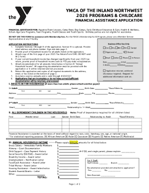 YMCA Financial Assistance Application