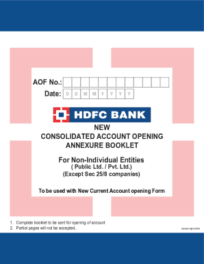 HDFC Bank Non-Individual Entity Account Opening Form