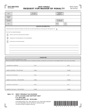 West Virginia Tax Penalty Waiver Request