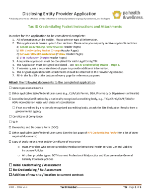 Medicaid Provider Tax ID Credentialing Application