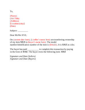 Bill of Sale Template