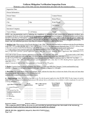 Florida Uniform Mitigation Verification Inspection Form